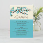 Cherry Blossom Quinceanera Invitation (aqua) Kaart (Staand voorkant)
