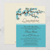 Cherry Blossom Quinceanera Invitation (aqua) Kaart (Voorkant / Achterkant)