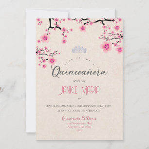 Cherry Blossom Quinceañera Uitnodiging