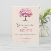 Cherry Blossom Quinceañera Uitnodiging (Staand voorkant)