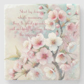 Cherry Blossom & Quote Stenen Onderzetter (Voorkant)