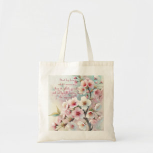 Cherry Blossom & Quote Tote Bag