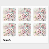 Cherry Blossom & Quote Vierkante Sticker (Vel)