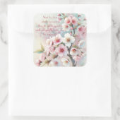 Cherry Blossom & Quote Vierkante Sticker (Tas)