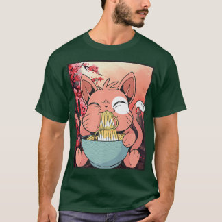 Cherry Blossom Ramen Cat Kawaii T-shirt