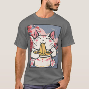 Cherry Blossom Ramen Cat Kawaii T-shirt