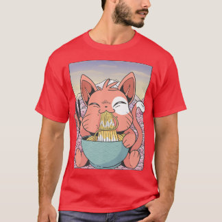 Cherry Blossom Ramen Cat Kawaii T-shirt