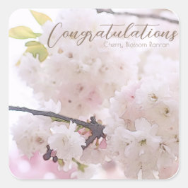 Cherry Blossom "Ranran" スクエアシール Vierkante Sticker
