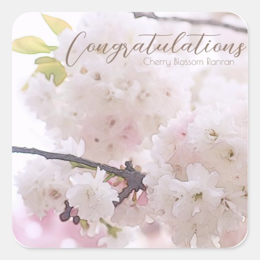 Cherry Blossom "Ranran" スクエアシール Vierkante Sticker (Voorkant)