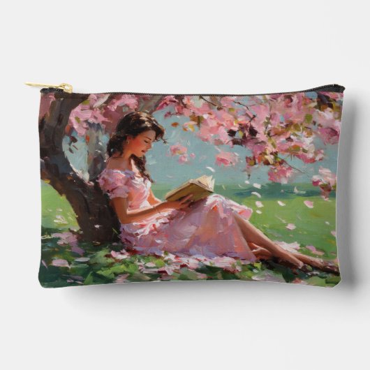Cherry Blossom Reading Girl Pouch Etui (Voorkant)