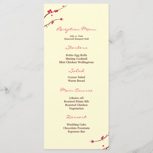 Cherry Blossom Receptie Menu (Voorkant)