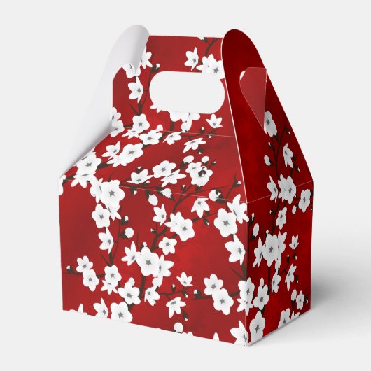 Cherry Blossom Red Black White Aangepaste verjaard Bedankdoosjes (Achterkant)