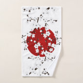 Cherry Blossom Red Black White Rising Sun Handdoek (Handdoek)