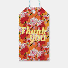 Cherry Blossom Red en roze Petals Cadeaulabel