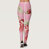 Cherry blossom red floral roos party leggings (Achterkant)