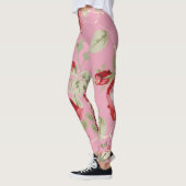 Cherry blossom red floral roos party leggings (Links)