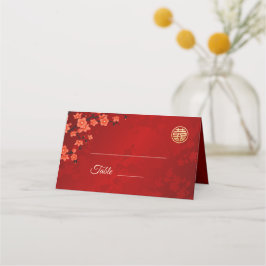 Cherry Blossom Red Gold | Chinees huwelijk Plaatskaartje