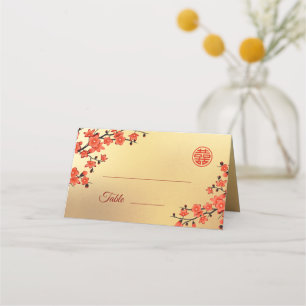 Cherry Blossom Red Gold Chinees huwelijk Plaatskaartje