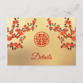 Cherry Blossom Red Gold Chinese bruiloft Informatiekaartje (Voorkant)