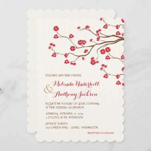 Cherry Blossom Red Kaart (Voorkant / Achterkant)