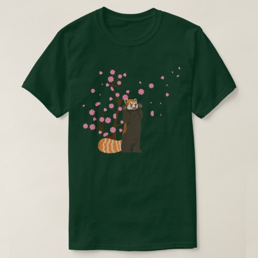 Cherry Blossom Red Panda Animal Japanse Sakura Fl T-shirt (Design voorkant)