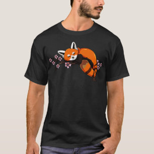 Cherry Blossom Red Panda Sakura Flower Animal Kanj T-shirt