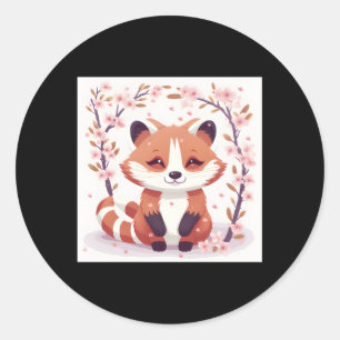 Cherry Blossom Red Panda Schattig Ronde Sticker