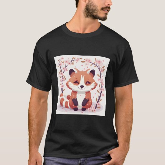 Cherry Blossom Red Panda Schattig T-shirt (Voorkant)
