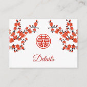 Cherry Blossom Red White Chinese bruiloft Informatiekaartje (Voorkant)