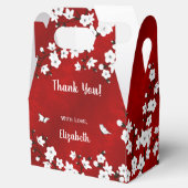 Cherry Blossom Red White Custom Dank je Floral Bedankdoosjes (Geopend)