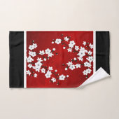 Cherry Blossom Red White Floral Handdoek (Handdoek)
