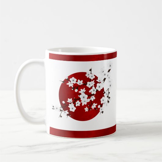 Cherry Blossom Red White Rising Sun Koffiemok (Links)