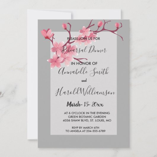 Cherry Blossom repetitie diner Kaart (Voorkant)