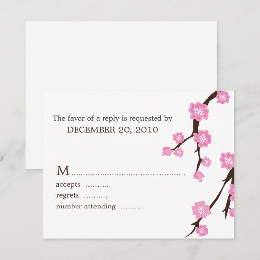 Cherry Blossom Response Kaarten RSVP Kaartje (Voorkant / Achterkant)