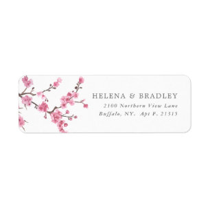 Cherry Blossom   Retouradres bruiloft Etiket