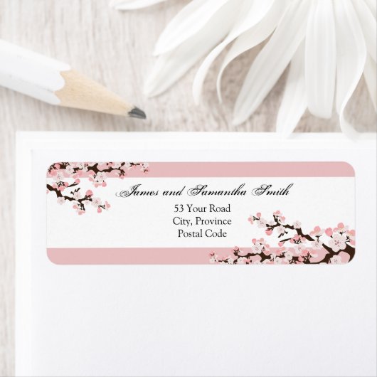 Cherry Blossom retouradres Label - Roze Wit (Insitu)