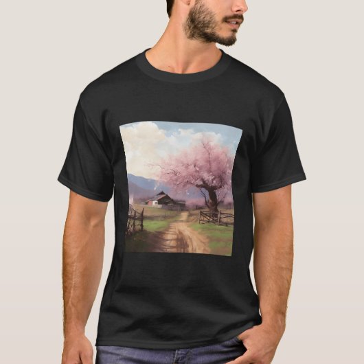 Cherry Blossom Retreat Countryside Sanctuary Met B T-shirt (Voorkant)