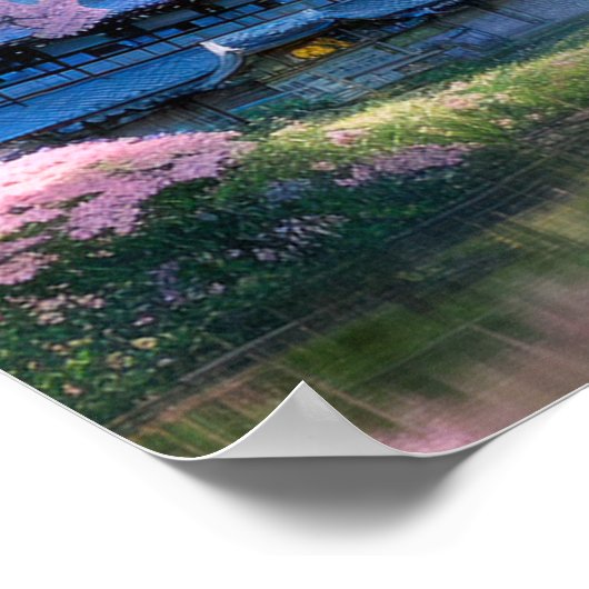 Cherry Blossom Retreat, Haven van de Pond Poster (Hoek)