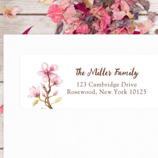 Cherry Blossom Return Address Etiket