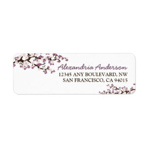 Cherry Blossom Return Address Label (paars)