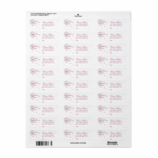 Cherry Blossom Return Address Labels (Full Sheet)
