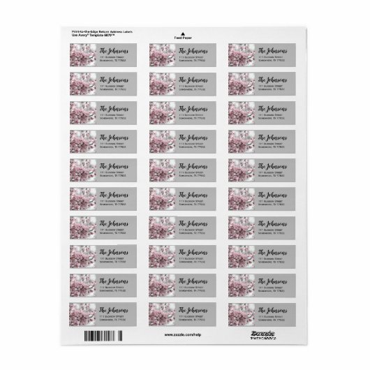 Cherry Blossom Return Address Labels (Full Sheet)