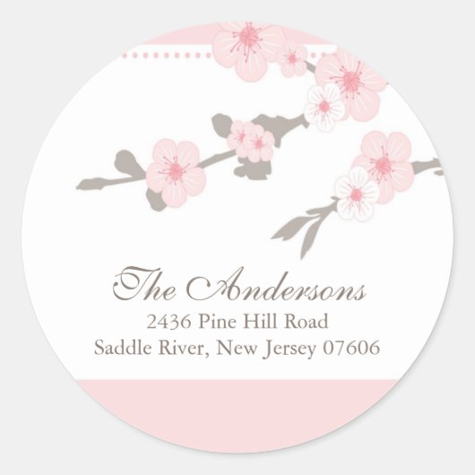 Cherry Blossom Return Address Wedding Sticker (Voorkant)