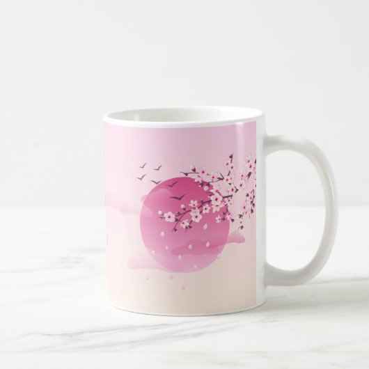 Cherry Blossom Rising Sun Pink Floral Girly Koffiemok (Rechts)