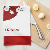 Cherry Blossom Rising Sun Red Black White Monogram Theedoek (Quarter Fold)