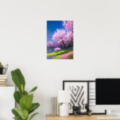 Cherry Blossom Riverbank Poster (Thuiskantoor)