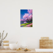 Cherry Blossom Riverbank Poster (Keuken)