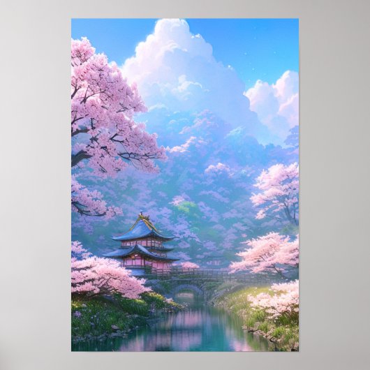 Cherry Blossom Riverside Retreat Poster (Voorkant)