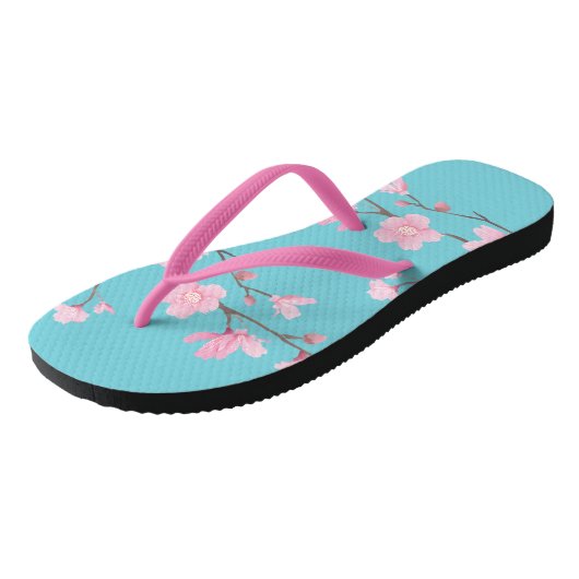 Cherry Blossom - Robin egg blue Teenslippers (Schuin)