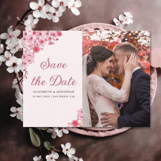 Cherry Blossom – Romantic Floral Wedding Briefkaart